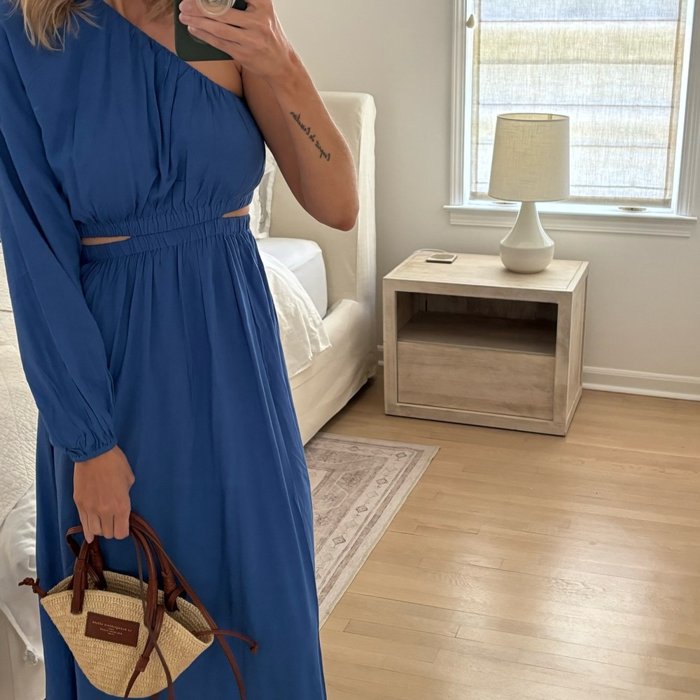Blue one shoulder summer dress - Picture 3 of 4